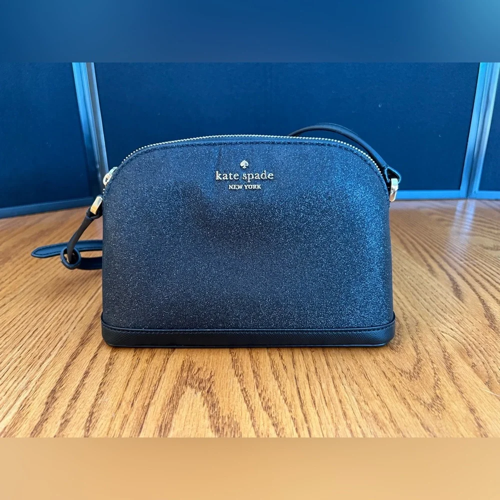 Kate Spade Black Sparkle Dome Crossbody Bag